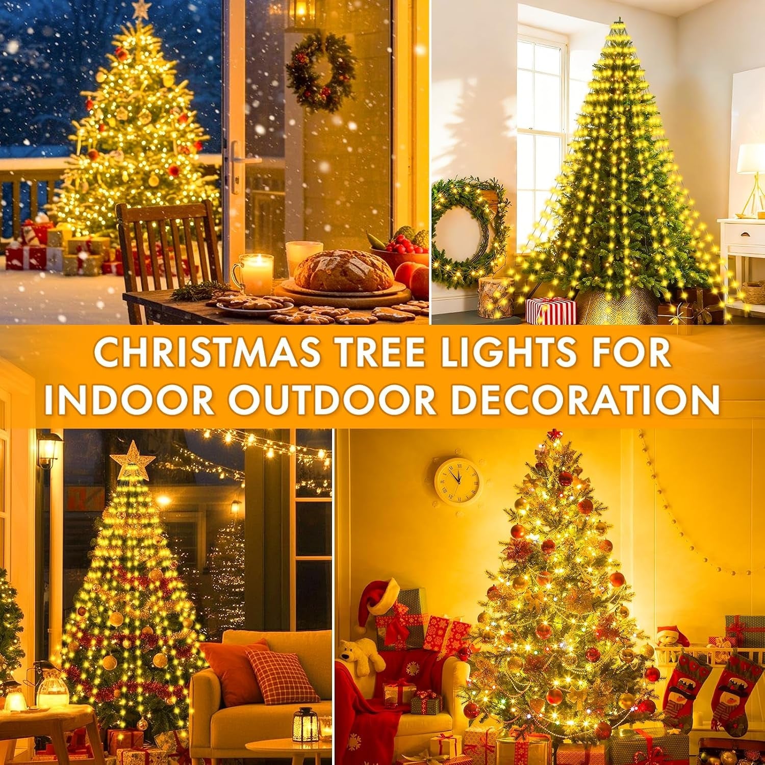 Christmas Tree Lights, 2M 12 Strands 300 LED Christmas Lights Indoor Outdoor with Remote/8 Modes/Timer/Dimmable, IP65 Waterproof Warm White Fairy String Lights for Xmas Tree Decor