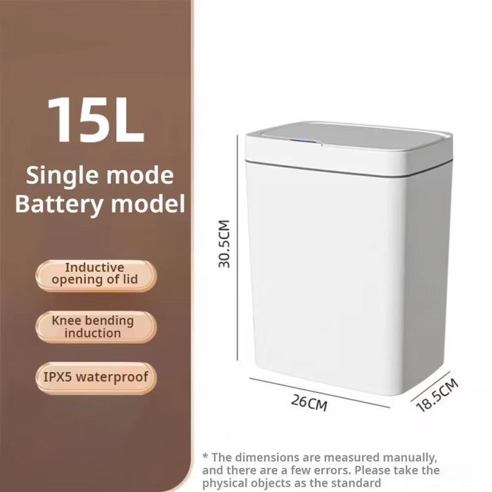 15L Smart Bathroom Trash Can White Non-Contact Narrow Smart Sensor Trash Can Smart Home Automatic Bagging Electronic Trash Can