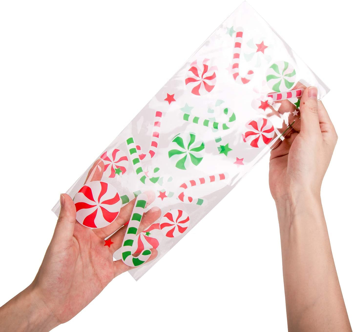 120 Pieces Christmas Cellophane Bags Xmas Gift/Goodies Treat Bags with 180 Pieces Twist Ties