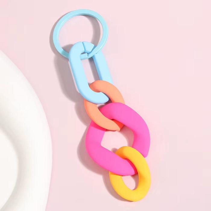 Acrylic Frosted Color Chain Key Chain with Candy Color Creative Senior Color Car Ring Hanging Ornaments