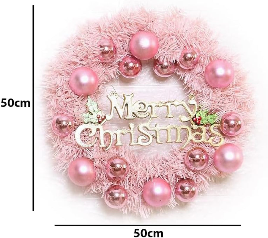 Traditional Christmas Wreath Pink Glamour - 50Cm /20" Large Artificial Floral Front Door Decoration - Festive Hanging Xmas Ornament Garland Style 2