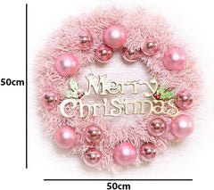 Traditional Christmas Wreath Pink Glamour - 50Cm /20" Large Artificial Floral Front Door Decoration - Festive Hanging Xmas Ornament Garland Style 2