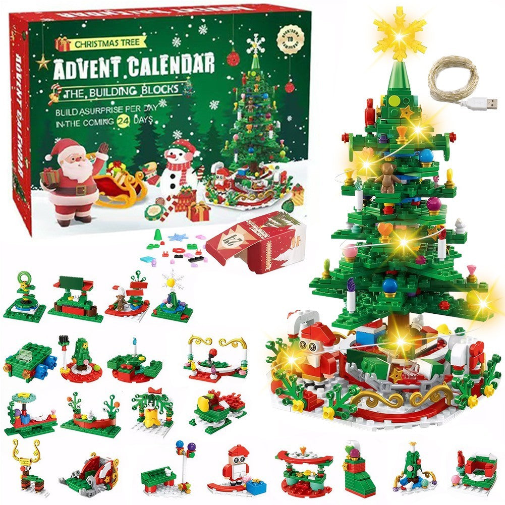 24 Day Kids Toy Christmas Advent Calendar Play Building Blocks with LED Gift Box