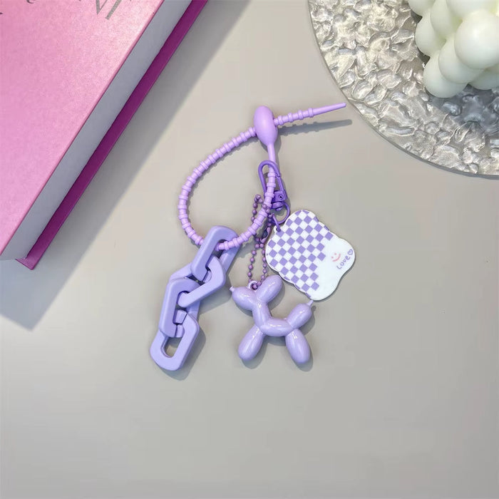 Plum Red Chain Balloon Dog Card Holder Keyring Women Featuring Spicy Girl Heart-Shaped Pink Bow Design Unique Trendy Bag