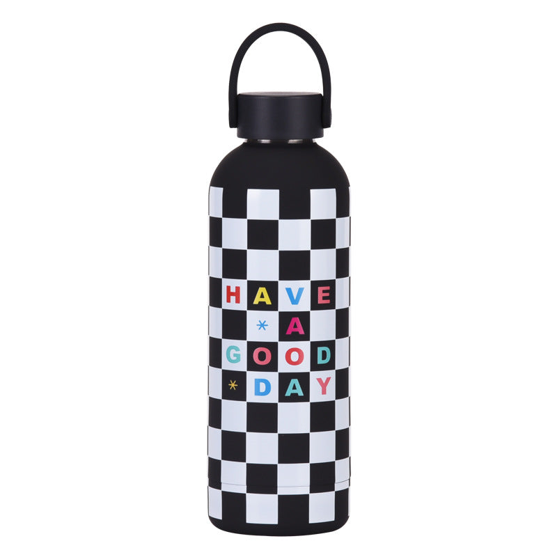 500ml Double-layerd Stainless Steel Insulation Mug Portable Handle Student Children Outdoor Sports Water Bottle