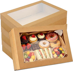 Cookie Boxes with Window 35 × 30 × 8 Cm, 10 Pack Corrugated Bakery Boxes