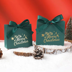 20Pcs Christmas Candy Boxes with Ribbon Goodie Paper Boxes Sweet Cases for Wedding Party New Year Accessories