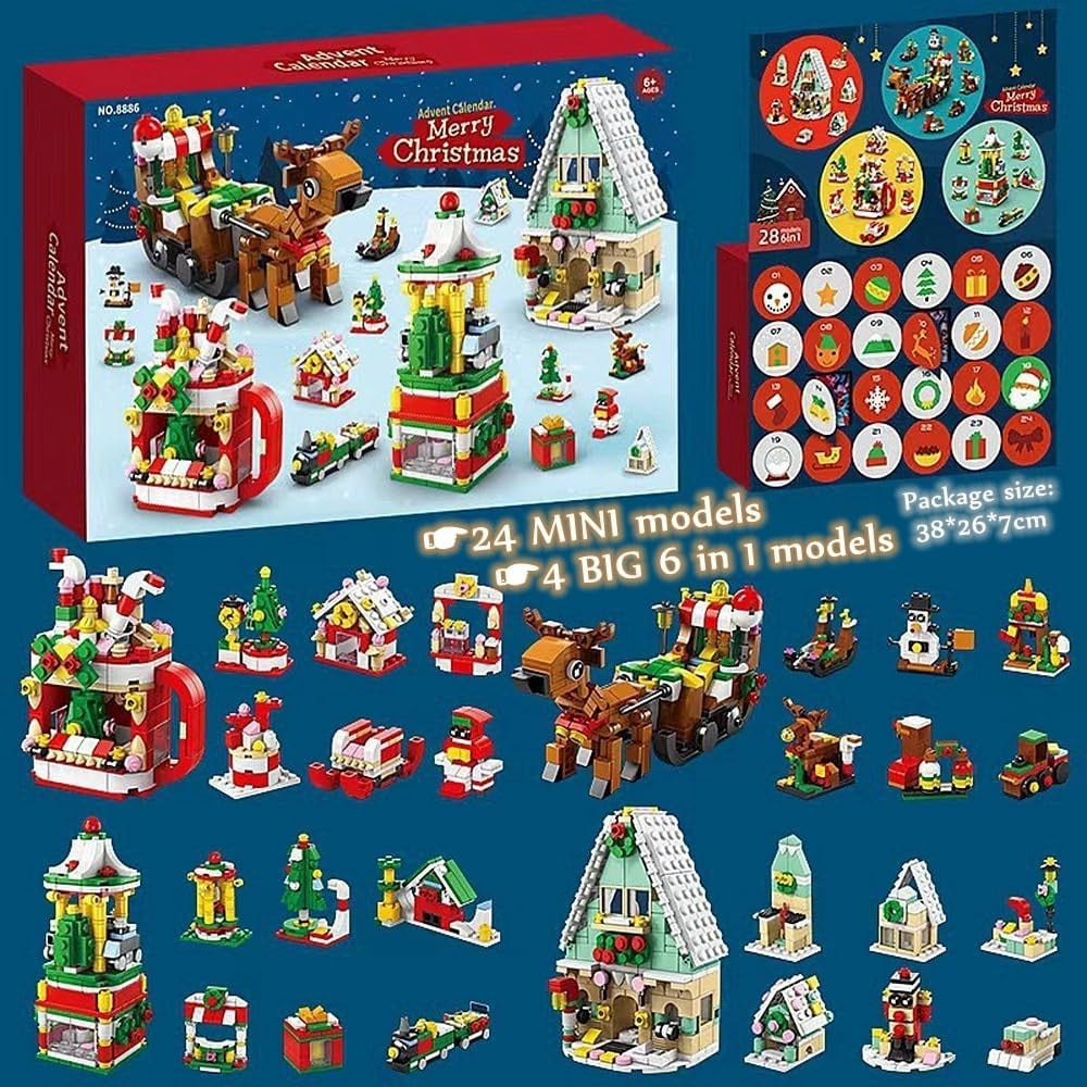 2026 Christmas Advent Calendar 24 Days Countdown Building Blocks Toy Kids Gift