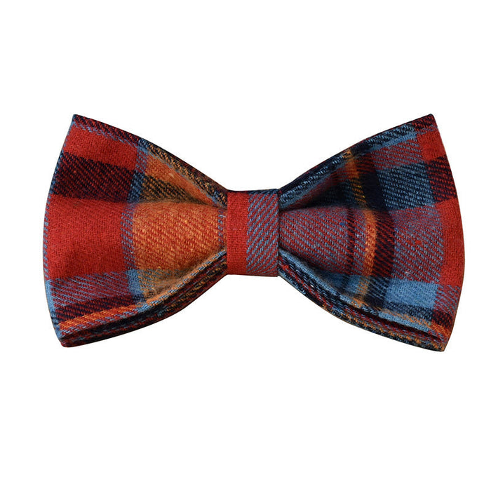 Blue Background Velvet Plaid Pet Dog Collar Alloy Buckle