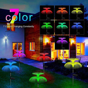 ) 2X Solar Power Garden Lights LED 7Colors Changing Jellyfish Stake Lamp Outdoor
