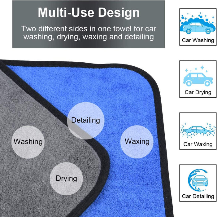Microfibre Cleaning Cloths, 6 Pack, Two-Layer Thickened Towels, Lint Free Super Absorbent Towel for Household and Car Washing, Drying, Detailing, 40X30Cm