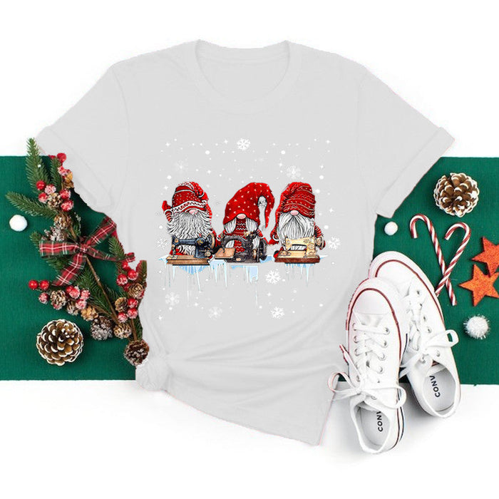 Christmas New Printed Pattern Round Neck Short Sleeve T-shirt
