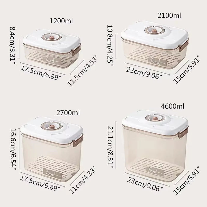 Vacuum Sealed Canister Household Fresh-Keeping Box Refrigerator Food Storage Containers Drainable Kitchen Organizers Fruit Tank