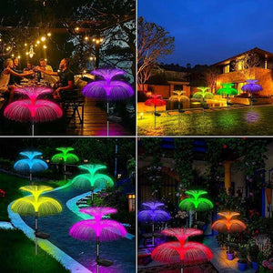 ) 2X Solar Power Garden Lights LED 7Colors Changing Jellyfish Stake Lamp Outdoor