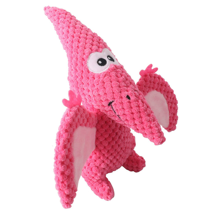 Plush Stuffed Pterosaur Dinosaur Pet Toy with Snapping Paper Wings Sounding Dog Toy