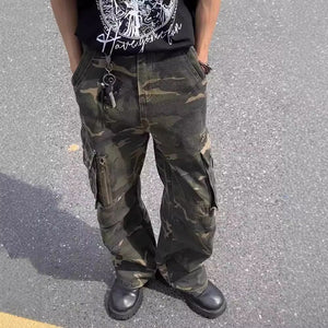 American Mechanical Style Outdoor Camouflage Workwear Casual Pants