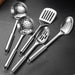 5Pcs Stainless Steel Kitchen Utensils Set Heat Resistant Cooking Utensil, Easy to Clean Non Stick Cooking Set, Includes Ladle,Slotted Turner,Skimmer,Slotted Spoon, Solid Spoon
