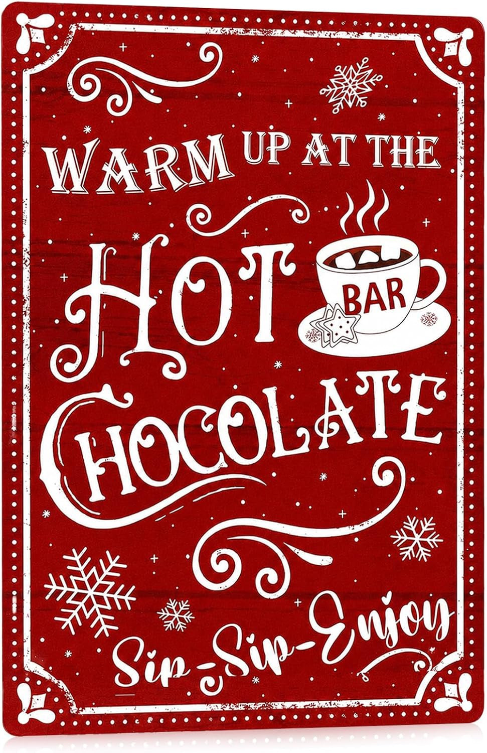 Hot Cocoa Station Sign, Metal Christmas Kitchen Accessories for Wall Decor