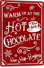 Hot Cocoa Station Sign, Metal Christmas Kitchen Accessories for Wall Decor