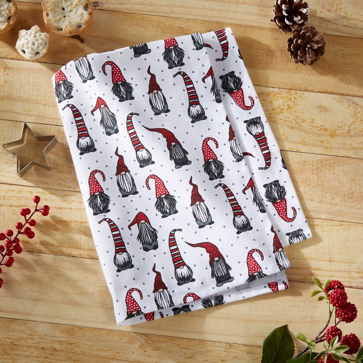 Christmas Gonks Tea Towel and Cookie Cutter Set for Kitchen