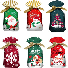 Christmas Wrapping Drawstring Gift Bags,30 Packs Xmas Candy Treat Cookie Bags with Drawstring (5.9Inx9In) Christmas Party Birthday Engagement Holiday Presents Bags