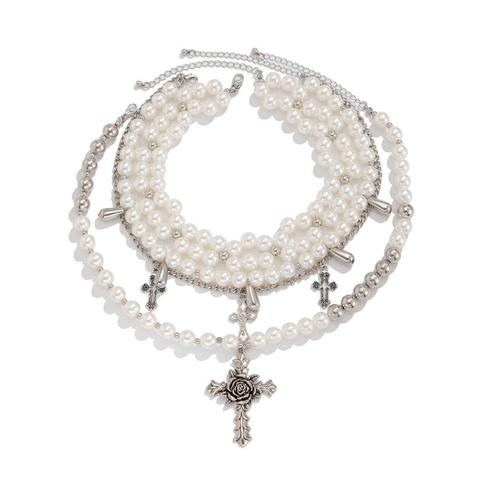 Vintage Pearl Multi Layer Round Bead Necklace