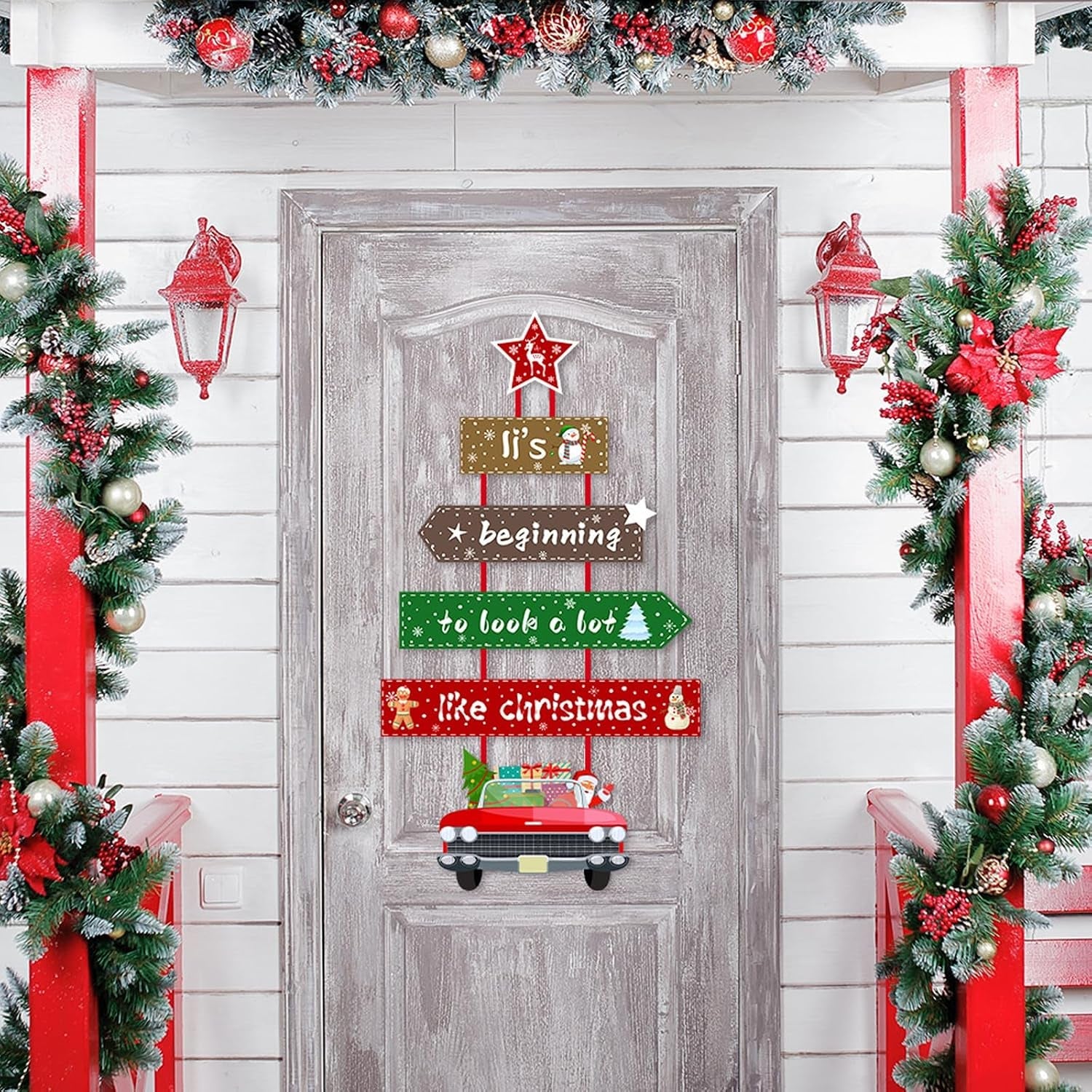 Christmas Hanging Decoration,Large Hanging Indoor,Window Door Kitchen Dress up Card Hanging,Creative Crafts Christmas Decorations