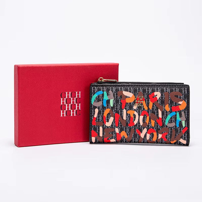 '-Women'S Cartoon Printing Long Wallet Retro Classic Wallet PVC Material Fashion Simple Large Capacity Bags