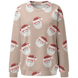New Hot Sale Women's Casual Capless Round Neck Regular Drop Shoulder Sweater Pullover Print Top