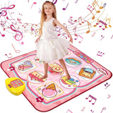Kids Dance Mat Game with LED Scoreboard, Pink PVC Dance Pad Toy