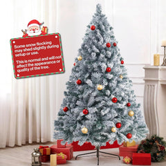 6Ft Snow Flocked Artificial Christmas Tree with 926 Tips Realistic Holiday Premium Full Winter White Pine Xmas Tree, Full Appearance Snowy Easy Assembly with Sturdy Metal Stand 180Cm