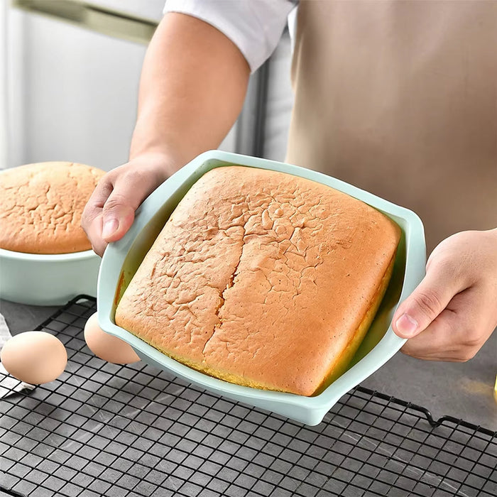 1/4Pcs Silicone Square Cake Plate Non-Stick Brownie Pot with Anti-Slip Handle Oven and Air Fryer Safe Perfect for Baking Cakes