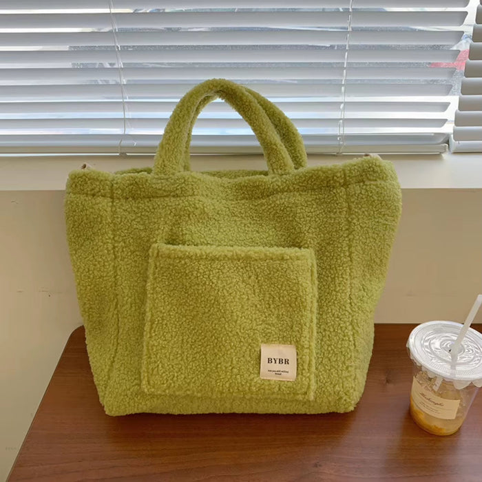 Winter Messenger Bags Soft Plush Women Women Handbag Large Capacity Fleece Shoulder Bag Lamb down Travel Street Ladies Hand Bag