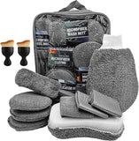 11Pcs Car Wash Cleaning Tools Kit, Car Cleaning Brush Set with Multi-Purpose Cleaning Cloths,Polishing Pad and Sponge,Tyre Brush,Soft Car Detailing Brush Set for Cleaning Wheels,Interior&Exterior