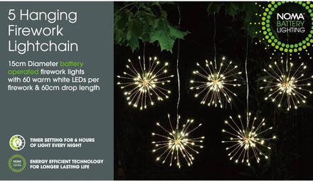 Hanging Firework Light Chain, Pack Of 5