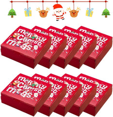 10 Packs 14X14X5Cm Red Merry Christmas Boxes with Lids, Gift Boxes, Xmas Party Favor Treats, Bakery, Gift Packaging