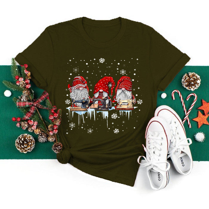 Christmas New Printed Pattern Round Neck Short Sleeve T-shirt