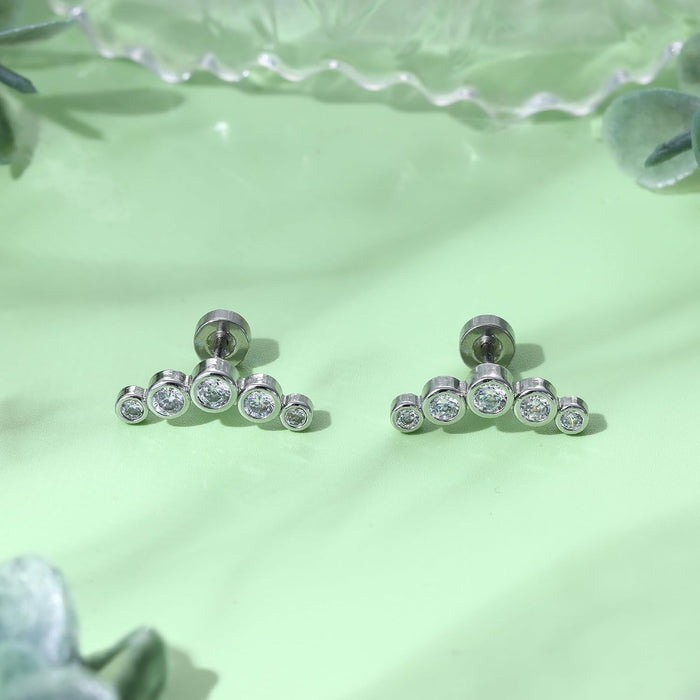2Pcs Helix Piercing Jewellery Stainless Steel Cartilage Earrings for Women 16G Flat Back Earrings Stud Conch Piercing Earrings CZ Helix Earrings Silver Gold Tragus Piercing Jewellery