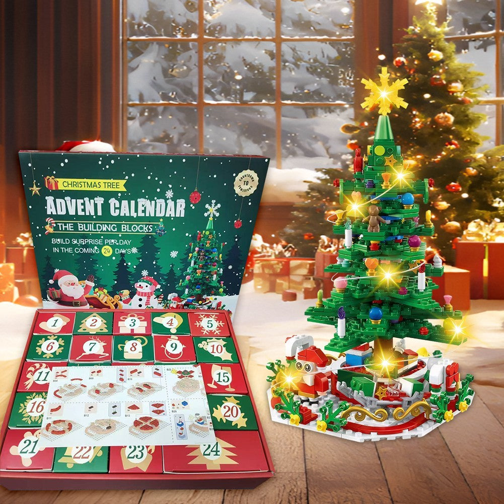 24 Day Kids Toy Christmas Advent Calendar Play Building Blocks with LED Gift Box