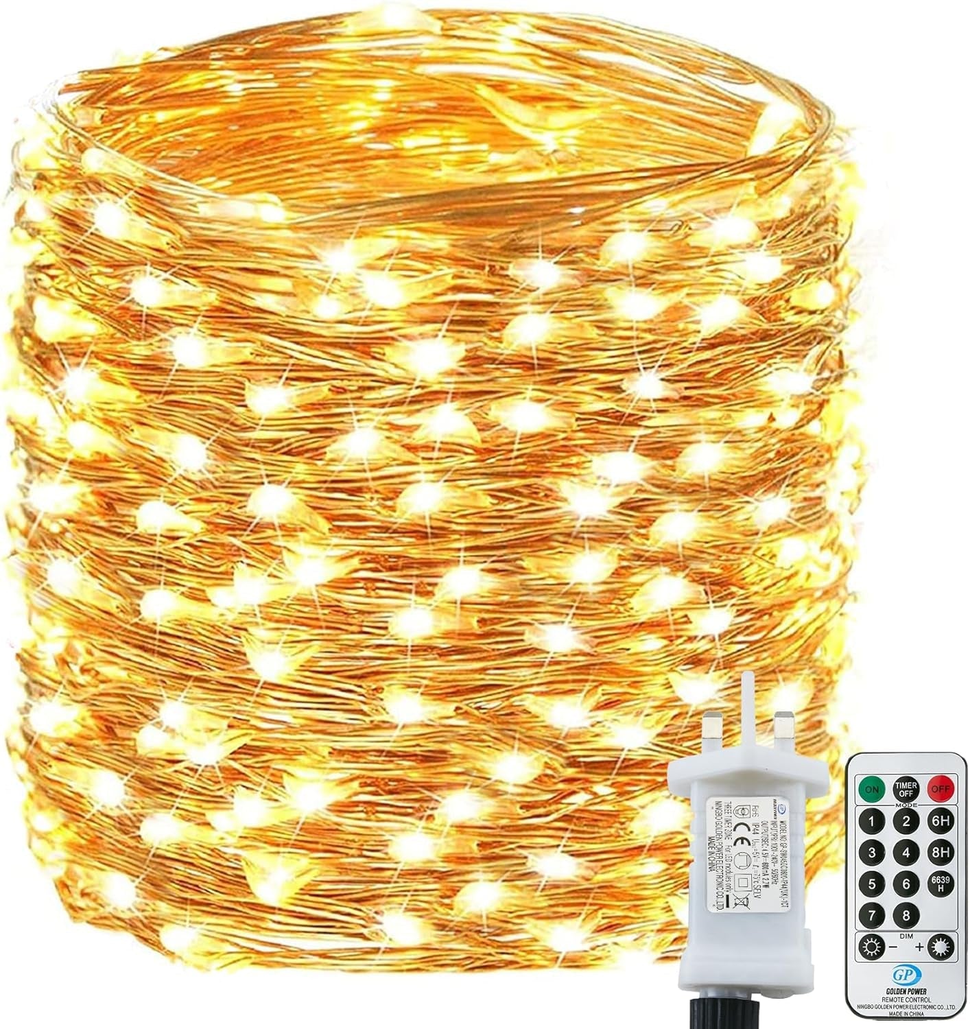 220LED Fairy Lights Mains Powerd with Remote & Timer(Warm White)