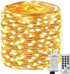 220LED Fairy Lights Mains Powerd with Remote & Timer(Warm White)