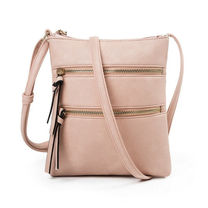 Multifunctional pocket with double zipper vertical women's bag