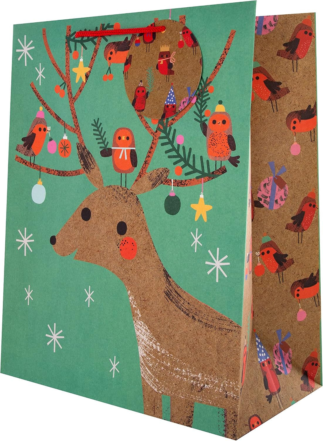 Gift Bags, Santa & Reindeer Designs, Large, 3-Pack, Christmas