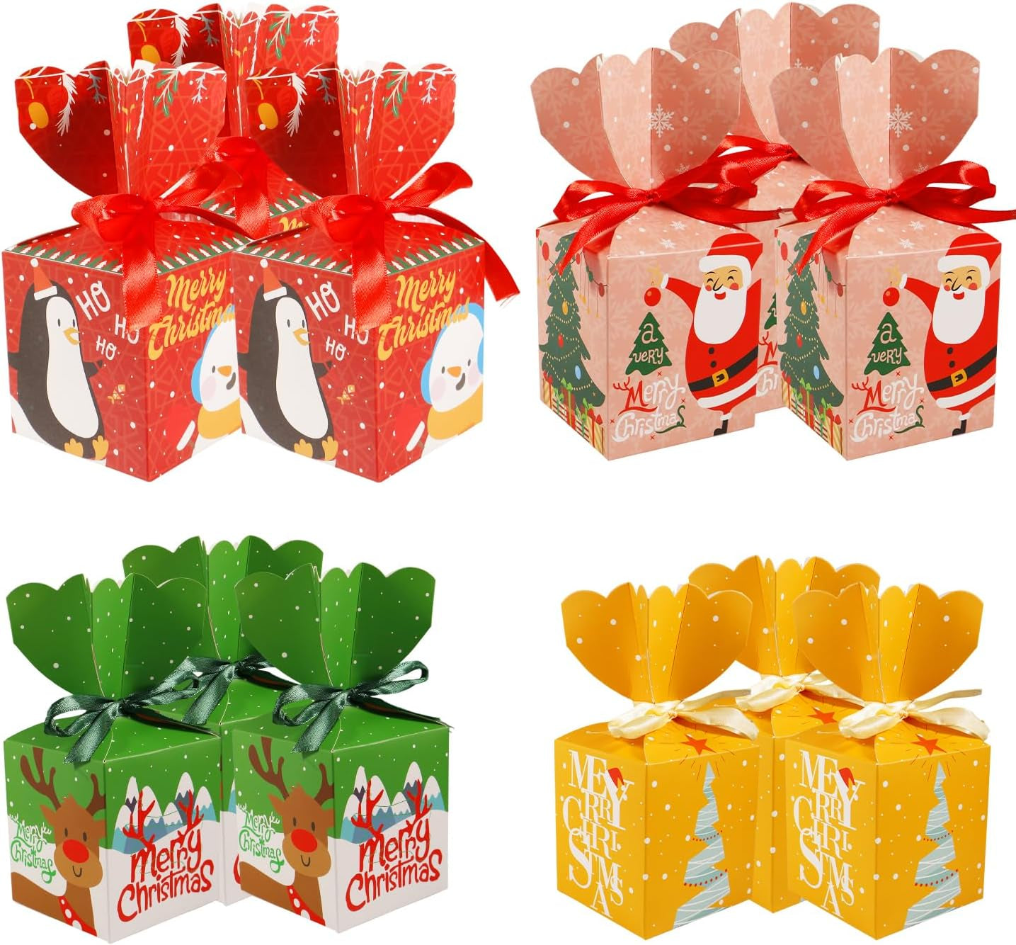 12Pcs Christmas Party Gift Boxes, Creative Christmas Paper Candy Boxes, Festive Favour Boxe for Xmas Party, Advent Decorations, Eve, Gift Wrapping