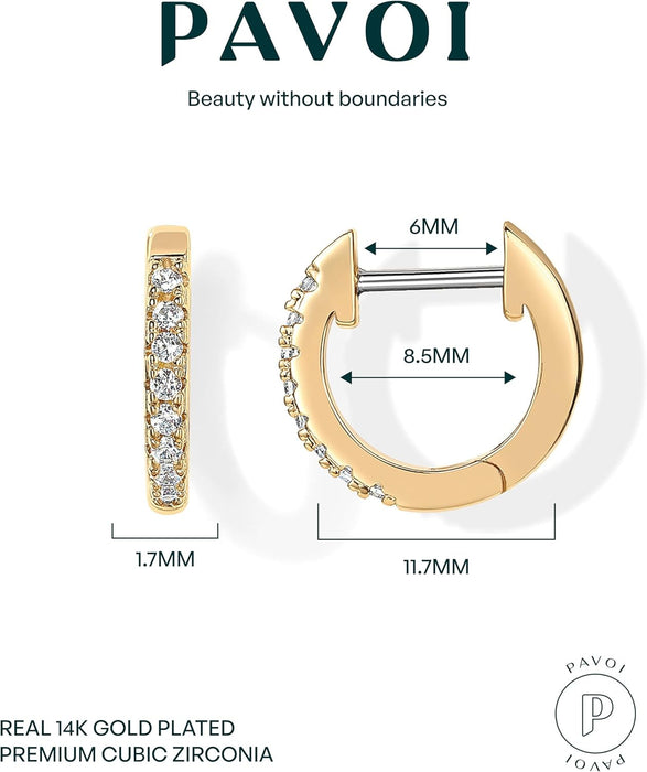 Women'S 14K Gold Plated Cubic Zirconia Cuff Earrings Huggie Stud