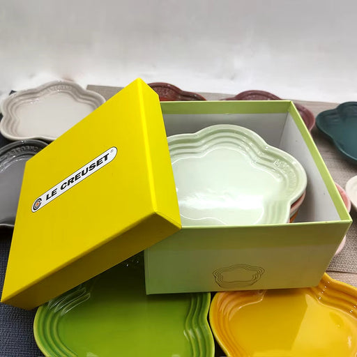 Ceramic Macaron Color Plum Blossom Dish Cherry Blossom Shape Small Bowl Sauce Dish Snack Dish Side Dish