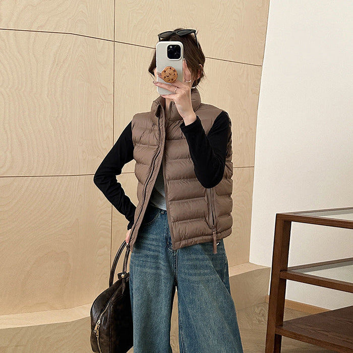 Autumn And Winter New Korean Style Stand Collar Short Cotton Waistcoat