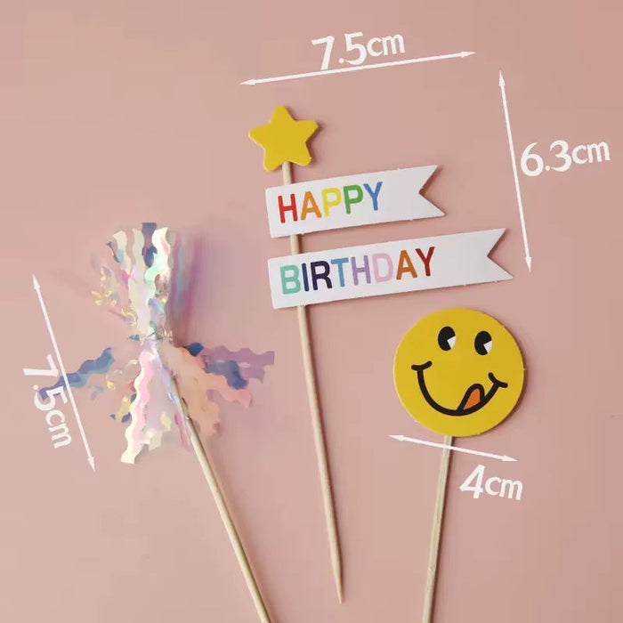 Ins Style Colorful Happy Birthday Letter Soft Gum Cake Decoration Candy Color Cake Topper Children'S Party Supplies Gifts