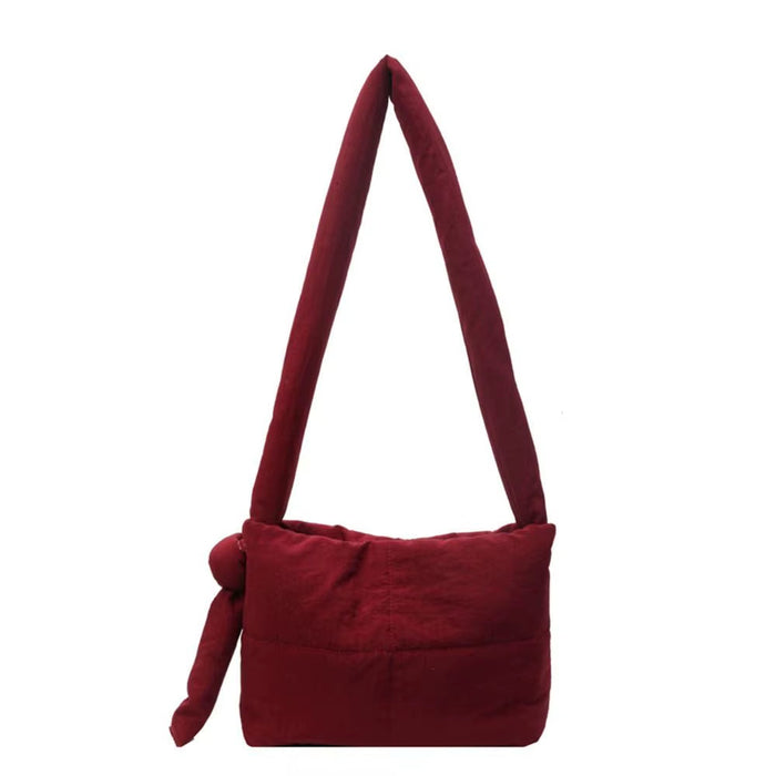 Solid Color Shoulder Messenger Bags down Cotton Padded Large Capacity Shopping Bag Lightweight Quilted Totes for Women Girls