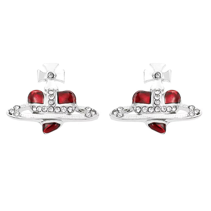 Saturn Planet Stud Earrings for Women Girl Heart Earrings